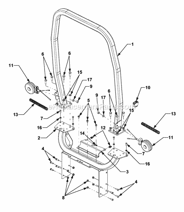 Rops Diagram and Parts List for 5254E 54AE542-710, 54BE542-710, 54CE542-710 Cub Cadet Lawn Tractor